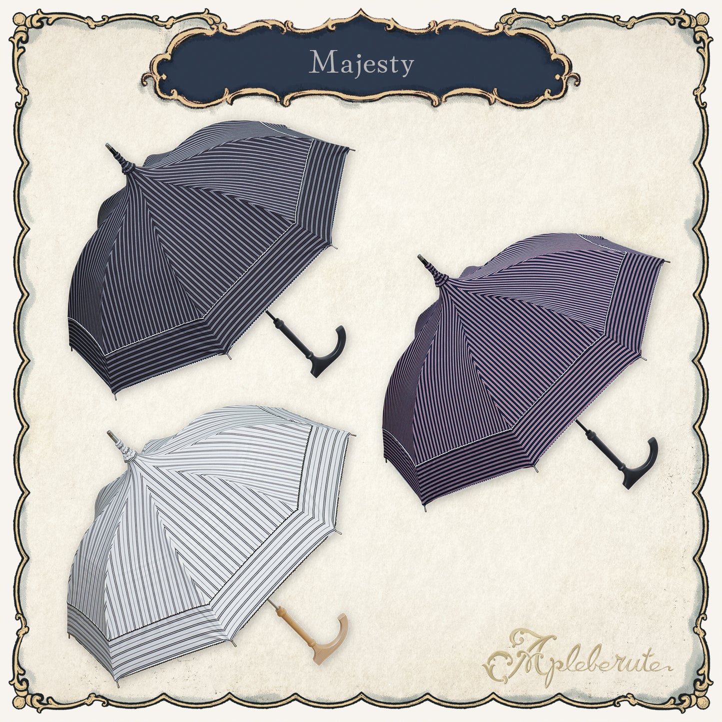 【30%OFF】majesty (マジェスティー) - パゴダ 日傘 晴雨兼用 UVカット ショート丈 ストライプ ボーダー