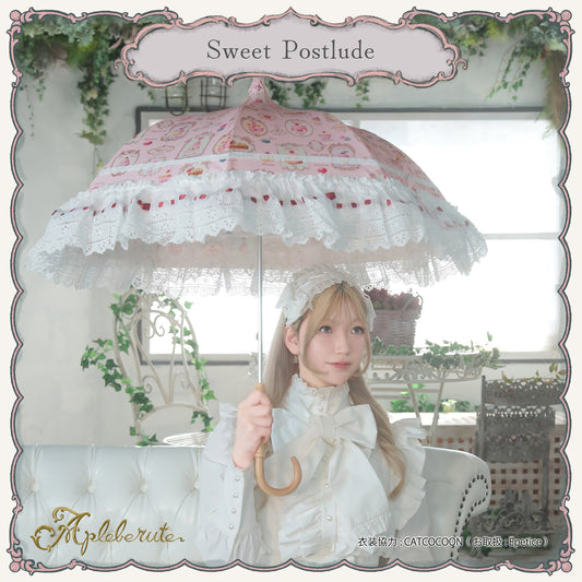 sweet-postlude (スイート ポストリュード) - パゴダ 晴雨兼用 日傘 UVカット ショート丈 フリル レース