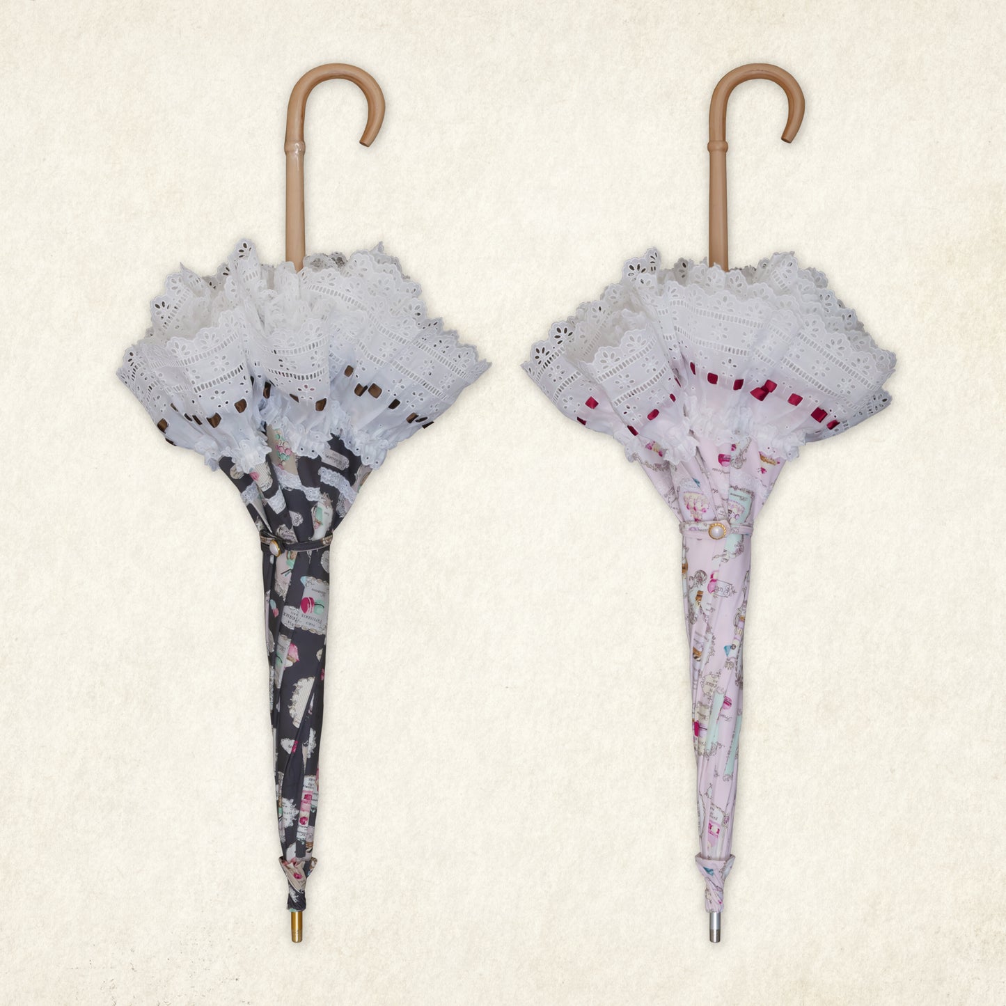 sweet-postlude (スイート ポストリュード) - パゴダ 晴雨兼用 日傘 UVカット ショート丈 フリル レース