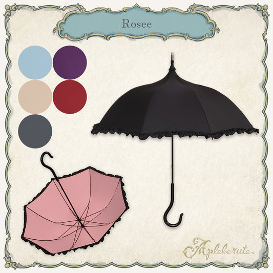 rosee (ロゼ) - パゴダ 1級遮光 晴雨兼用 雨傘 UVカット ショート丈 フリル