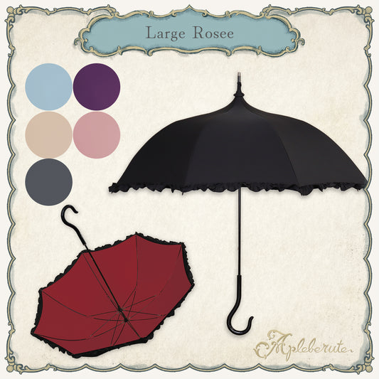 large-rosee (ラルジュ ロゼ) - パゴダ 1級遮光 晴雨兼用 雨傘 UVカット 長傘 フリル