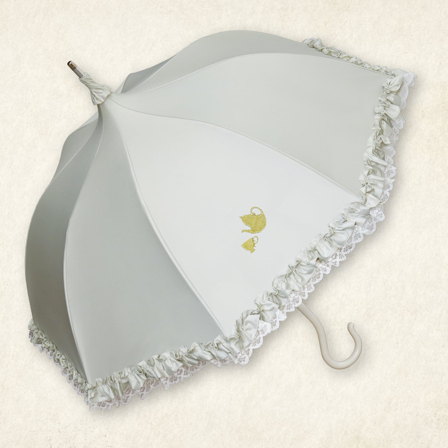 【再販予約商品】WonderTeaParty×アプレビュート コラボアンブレラ - パゴダ 1級遮光 晴雨兼用 雨傘 UVカット 長傘 フリル