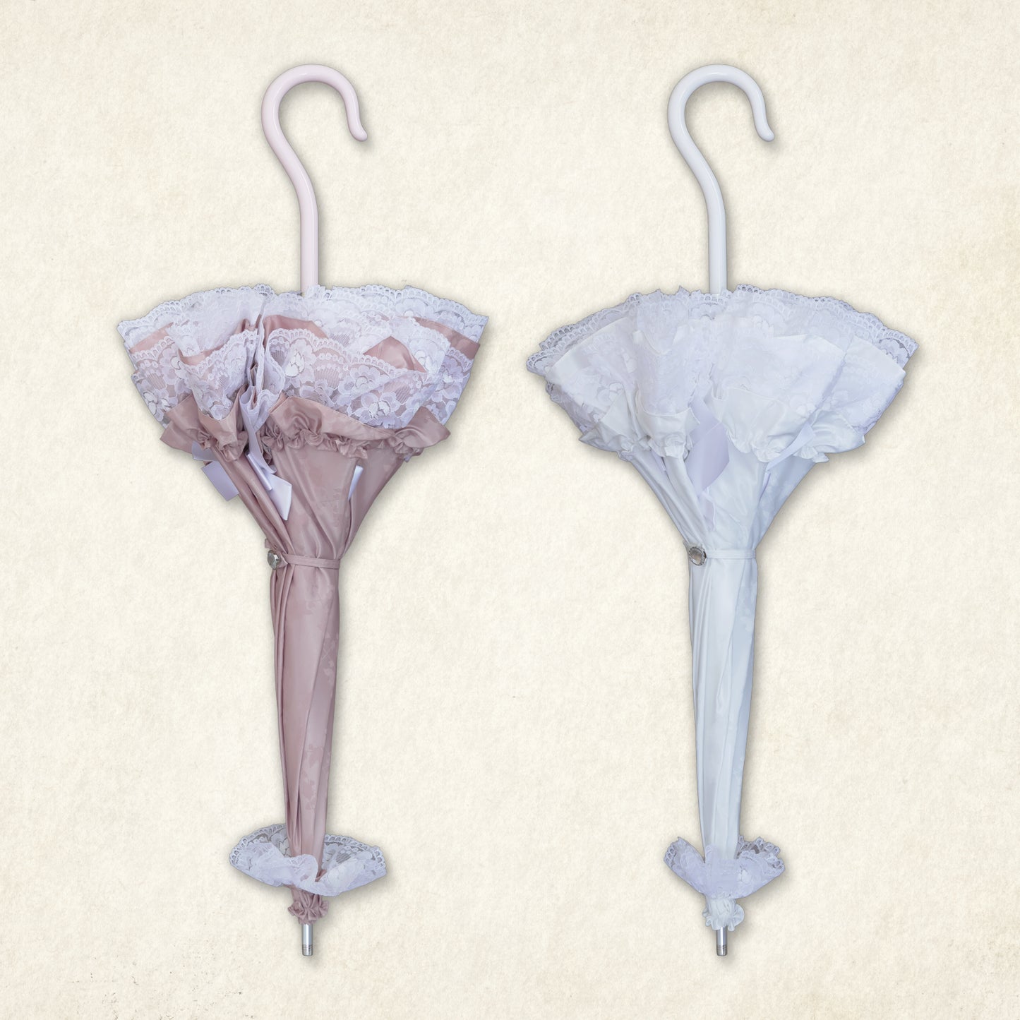 【予約商品】夢紡ぐロゼット〜7つの旋律〜 - パゴダ 日傘 晴雨兼用 UVカット ショート丈 フリル レース ジャカード 薔薇