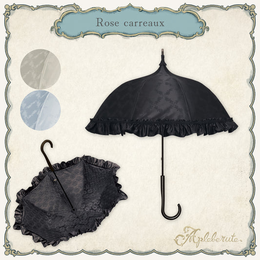 rose-carreaux (ローズ カロー) - パゴダ 1級遮光 日傘 晴雨兼用 UVカット ショート丈 フリル