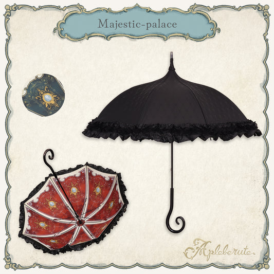 majestic-palace (マジェスティック パレス) - パゴダ 1級遮光 晴雨兼用 雨傘 UVカット ショート丈 フリル