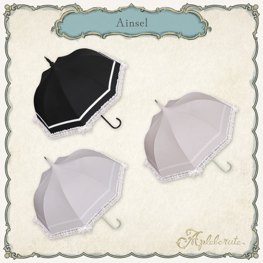 ainsel (エインセル) - パゴダ 日傘 晴雨兼用 UVカット ショート丈 フリル レース