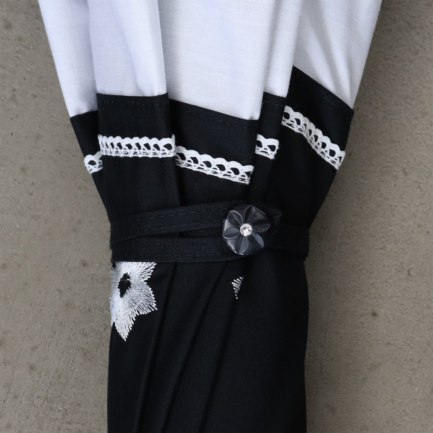 【New】clematis (クレマチス) - パゴダ 1級遮光 日傘 晴雨兼用 UVカット ショート丈 フリル 刺繍