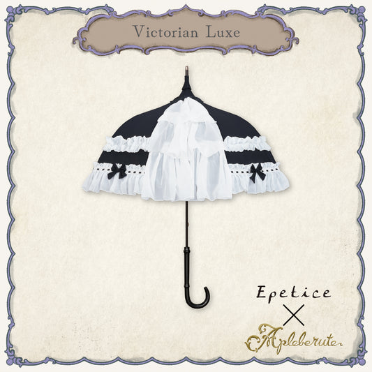 victorian-luxe (ヴィクトリアン リュクス) - パゴダ 晴雨兼用 日傘 UVカット レース リボン