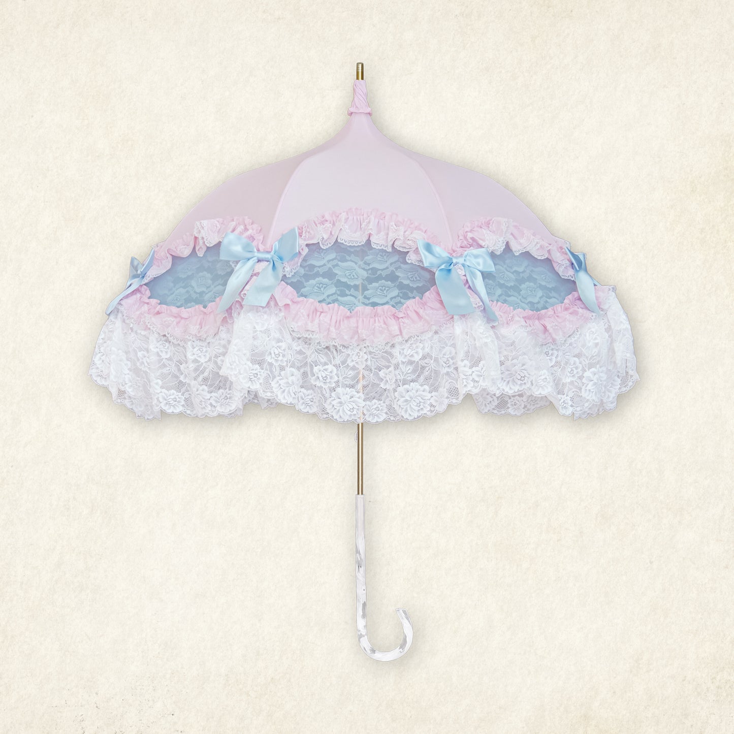 【予約商品】Twinkle Blossom Princess ～桜と空のきらめき～ - パゴダ 日傘 UVカット ショート丈 フリル レース