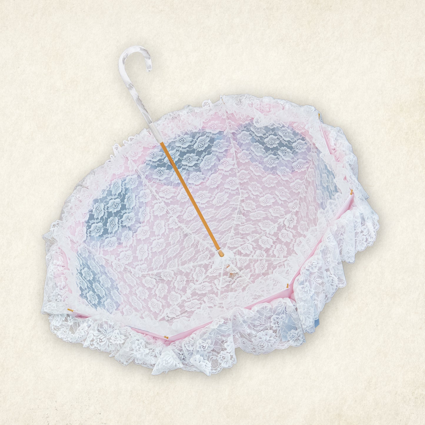 【予約商品】Twinkle Blossom Princess ～桜と空のきらめき～ - パゴダ 日傘 UVカット ショート丈 フリル レース