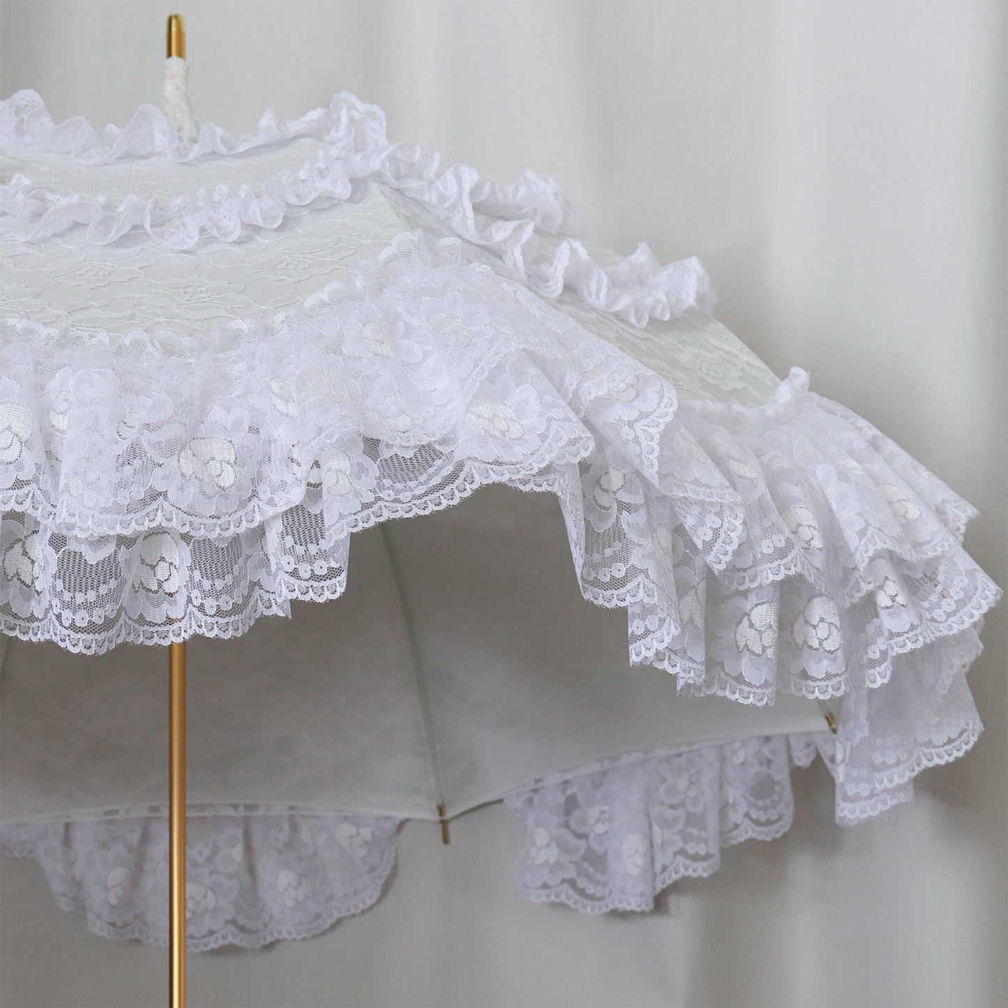 Chalmiere×Apleberuteコラボパラソル フェアリー・シンフォニー - パゴダ 日傘 UVカット ショート丈 フリル レース