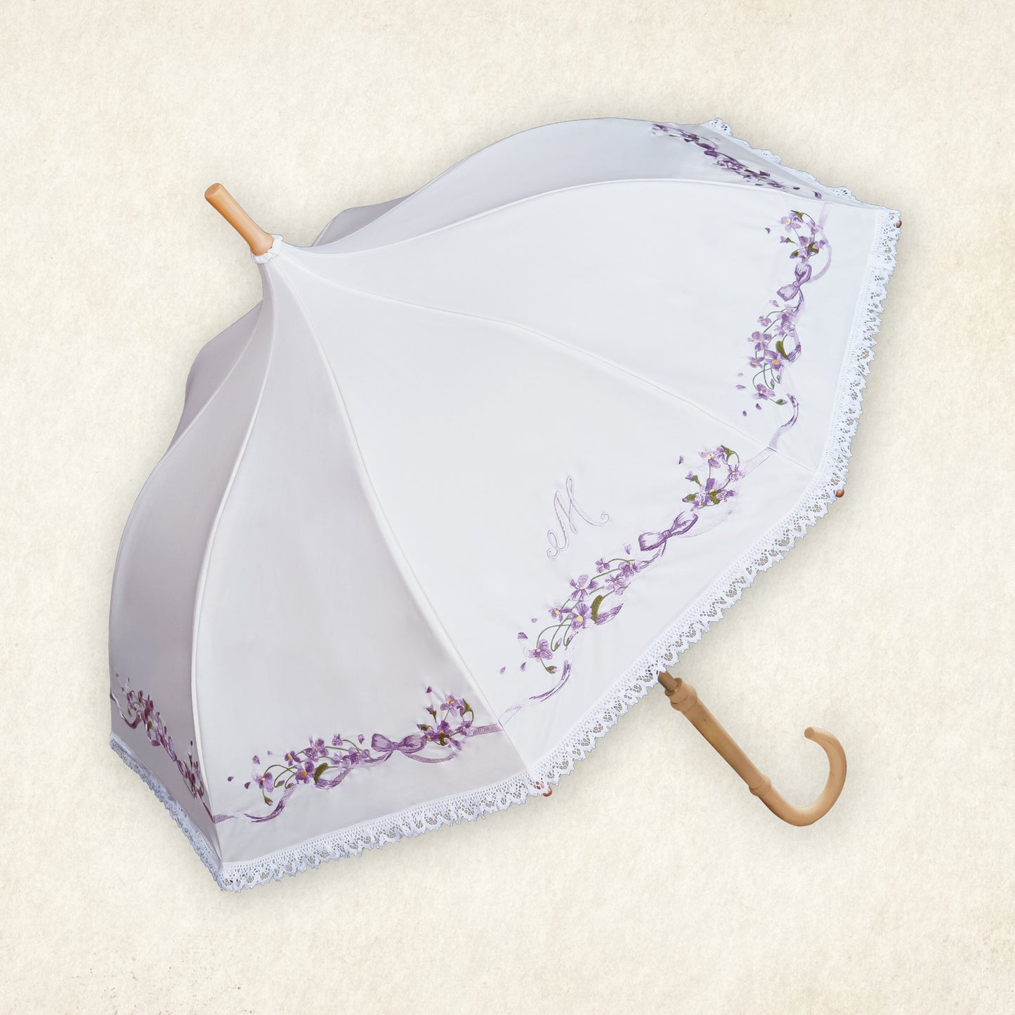【予約商品】すみれの散歩道〜La Promenade des Violettes〜 - パゴダ 1級遮光 日傘 晴雨兼用 UVカット ショート丈 竹製 木製