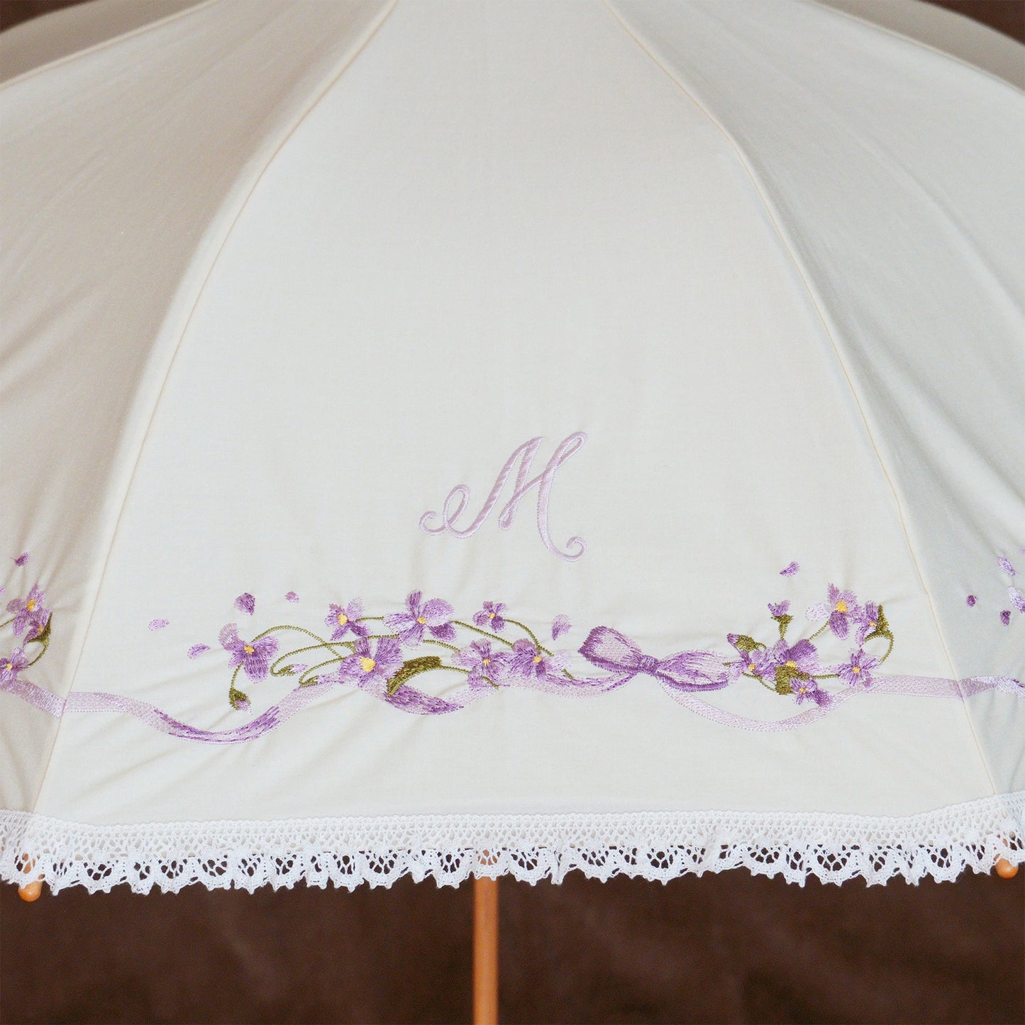 【予約商品】すみれの散歩道〜La Promenade des Violettes〜 - パゴダ 1級遮光 日傘 晴雨兼用 UVカット ショート丈 竹製 木製