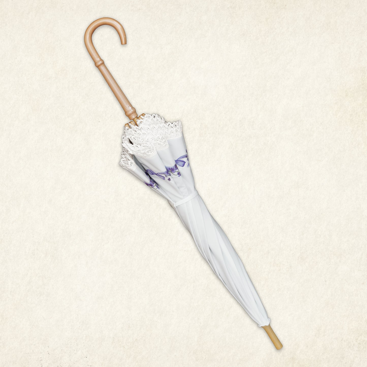 【予約商品】すみれの散歩道〜La Promenade des Violettes〜 - パゴダ 1級遮光 日傘 晴雨兼用 UVカット ショート丈 竹製 木製