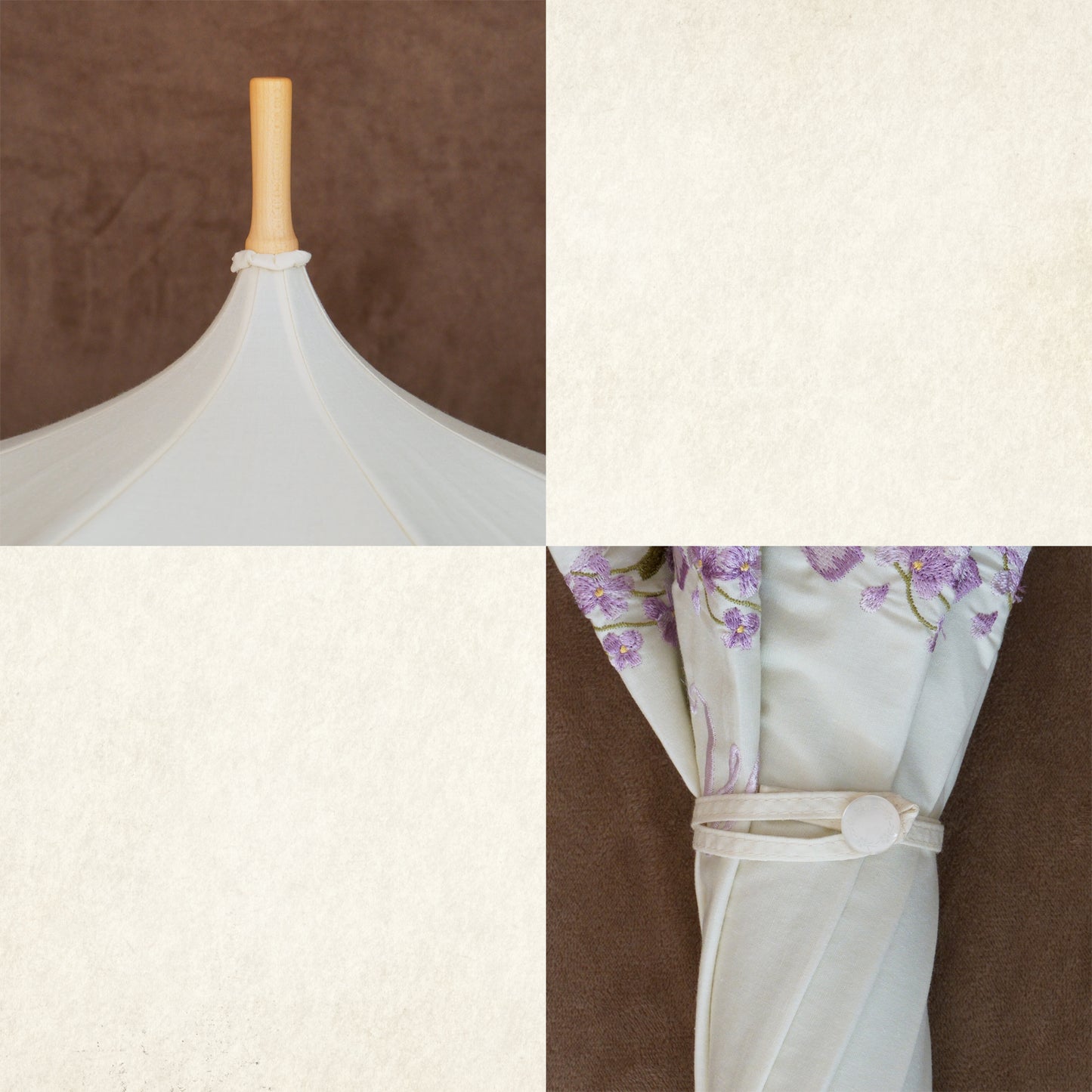 【予約商品】すみれの散歩道〜La Promenade des Violettes〜 - パゴダ 1級遮光 日傘 晴雨兼用 UVカット ショート丈 竹製 木製