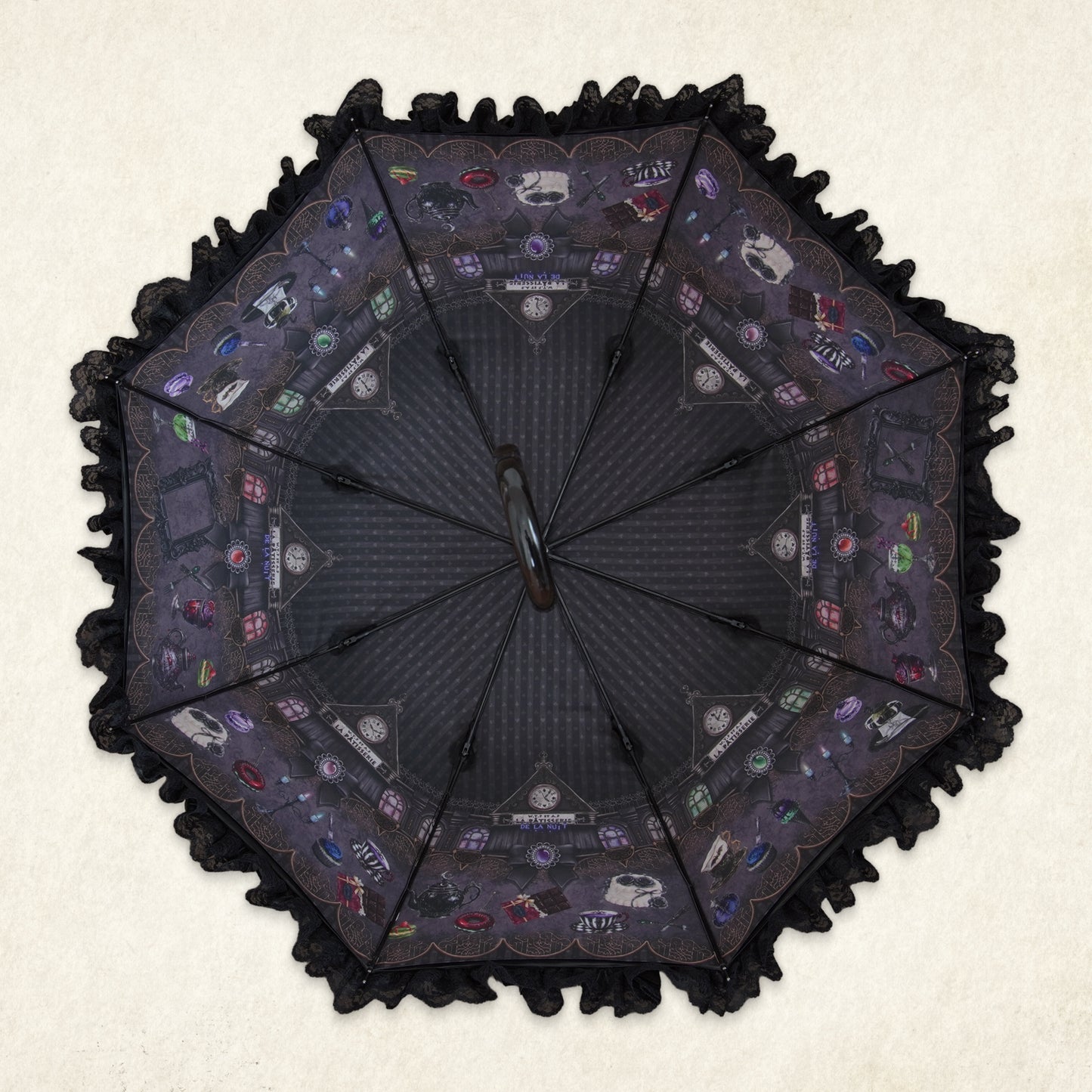 【予約商品】WonderTeaParty×アプレビュート コラボアンブレラ - パゴダ 1級遮光 晴雨兼用 雨傘 UVカット 長傘 フリル