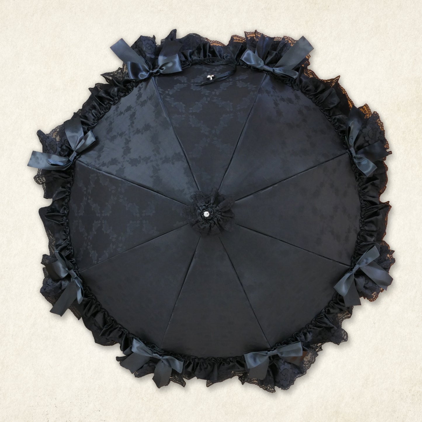 【予約商品】夢紡ぐロゼット〜7つの旋律〜 - パゴダ 日傘 晴雨兼用 UVカット ショート丈 フリル レース ジャカード 薔薇