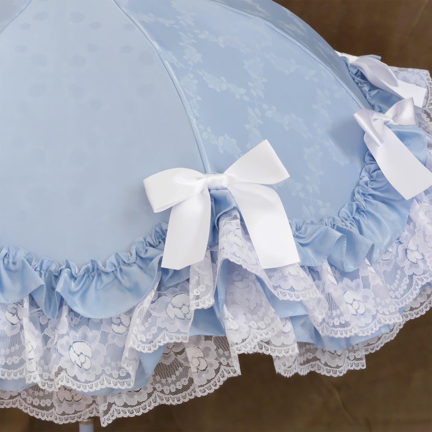 【予約商品】夢紡ぐロゼット〜7つの旋律〜 - パゴダ 日傘 晴雨兼用 UVカット ショート丈 フリル レース ジャカード 薔薇