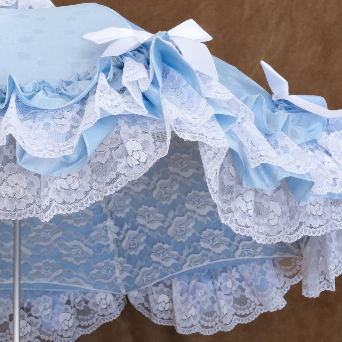 【予約商品】夢紡ぐロゼット〜7つの旋律〜 - パゴダ 日傘 晴雨兼用 UVカット ショート丈 フリル レース ジャカード 薔薇