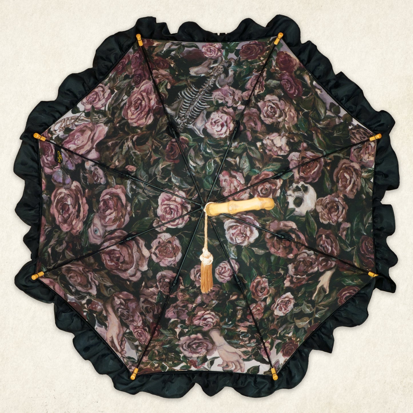 roseto-dormienteⅢ(眠る薔薇園Ⅲ) - パゴダ 晴雨兼用 日傘 UVカット フリル
