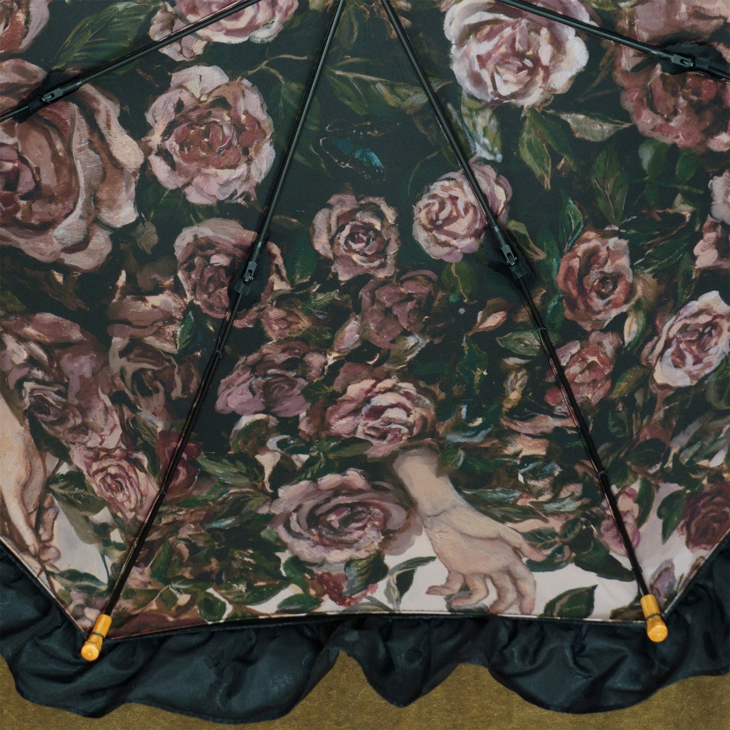 roseto-dormienteⅢ(眠る薔薇園Ⅲ) - パゴダ 晴雨兼用 日傘 UVカット フリル