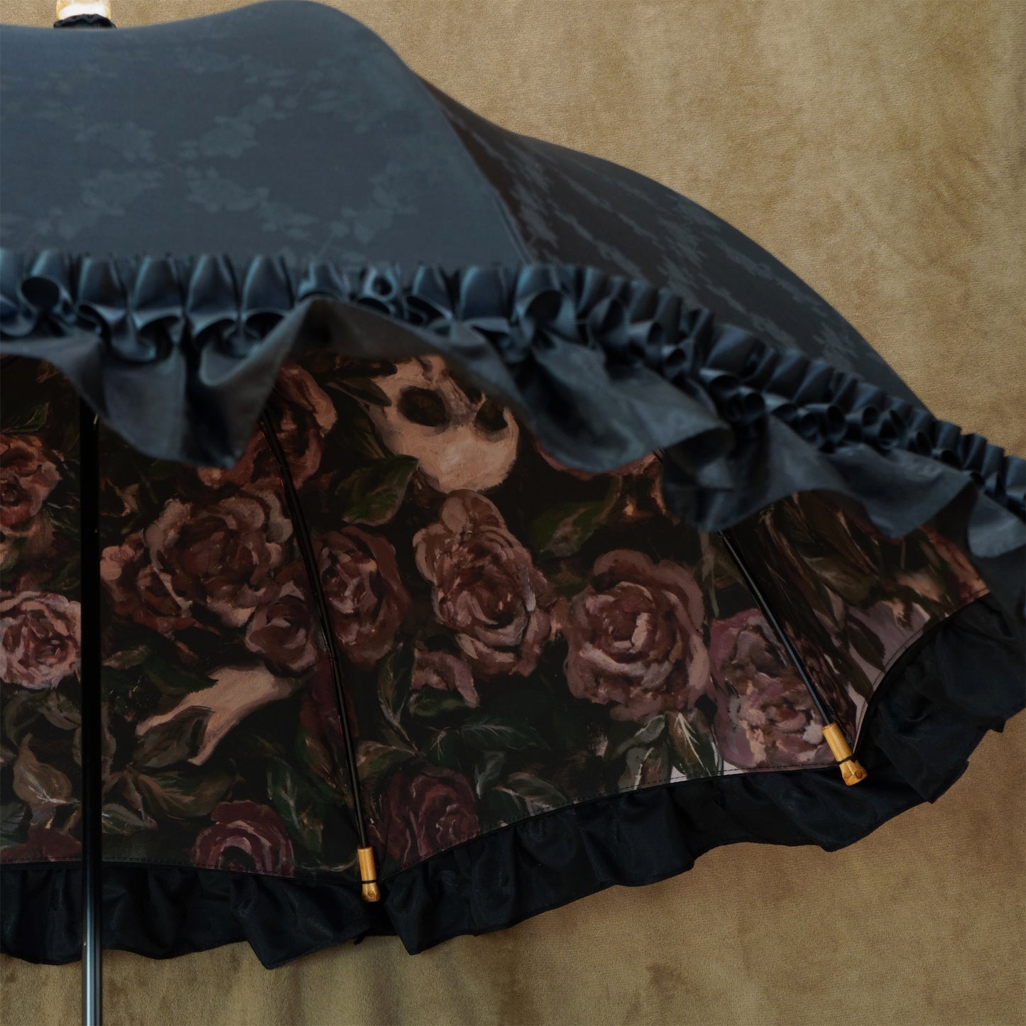 roseto-dormienteⅢ(眠る薔薇園Ⅲ) - パゴダ 晴雨兼用 日傘 UVカット フリル