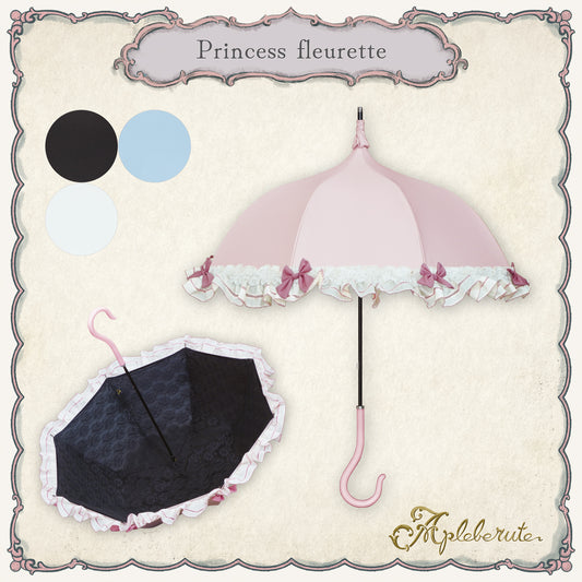princess-fleurette (プリンセス フルーレット) - パゴダ 1級遮光 晴雨兼用 雨傘 UVカット 長傘 ショート丈 フリル リボン