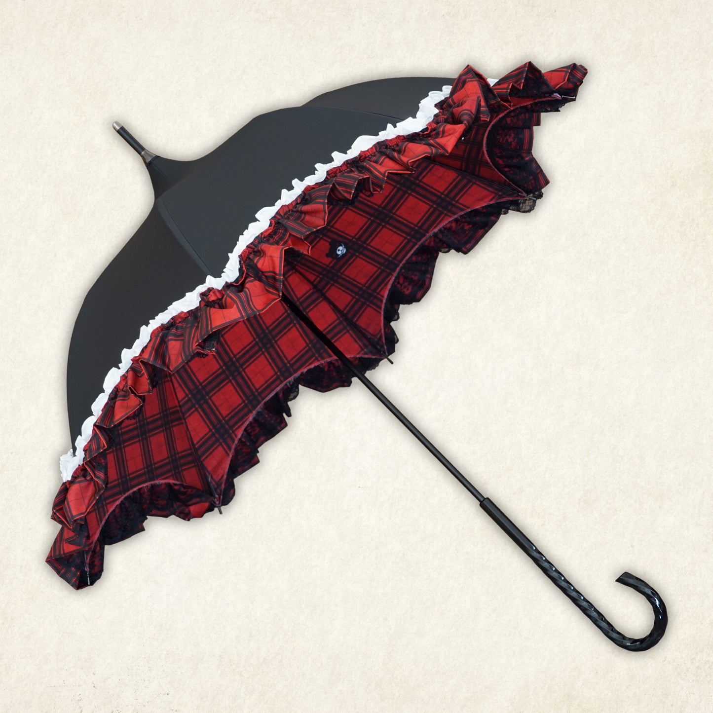 【予約商品】Apleberute×ダンガンロンパ コラボアンブレラ 江ノ島盾子ver. - パゴダ 1級遮光 晴雨兼用 雨傘 UVカット ショート丈 フリル レース