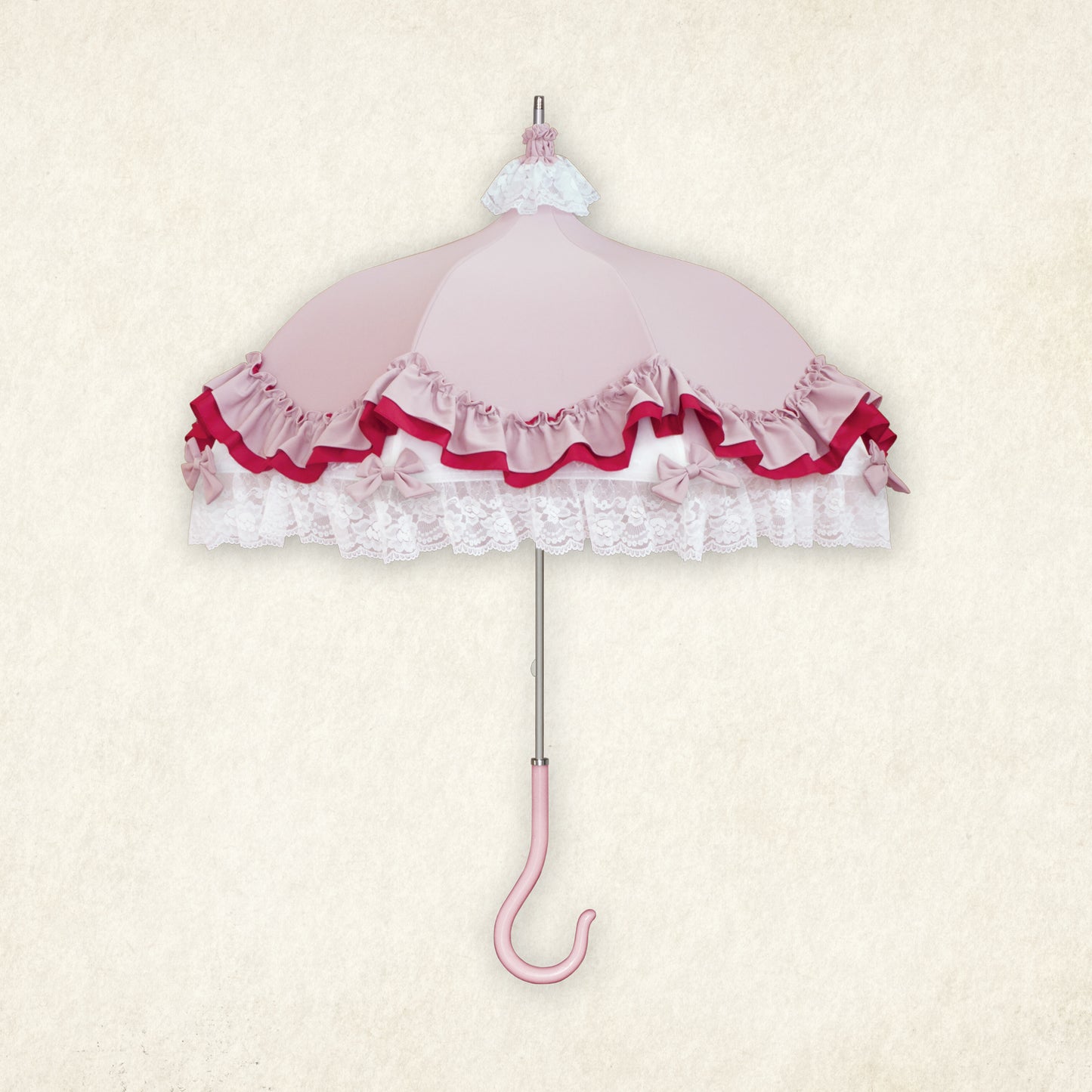 celestial-rose (セレスティアル・ローズ) - パゴダ 晴雨兼用 雨傘 UVカット 長傘 ショート丈 フリル リボン