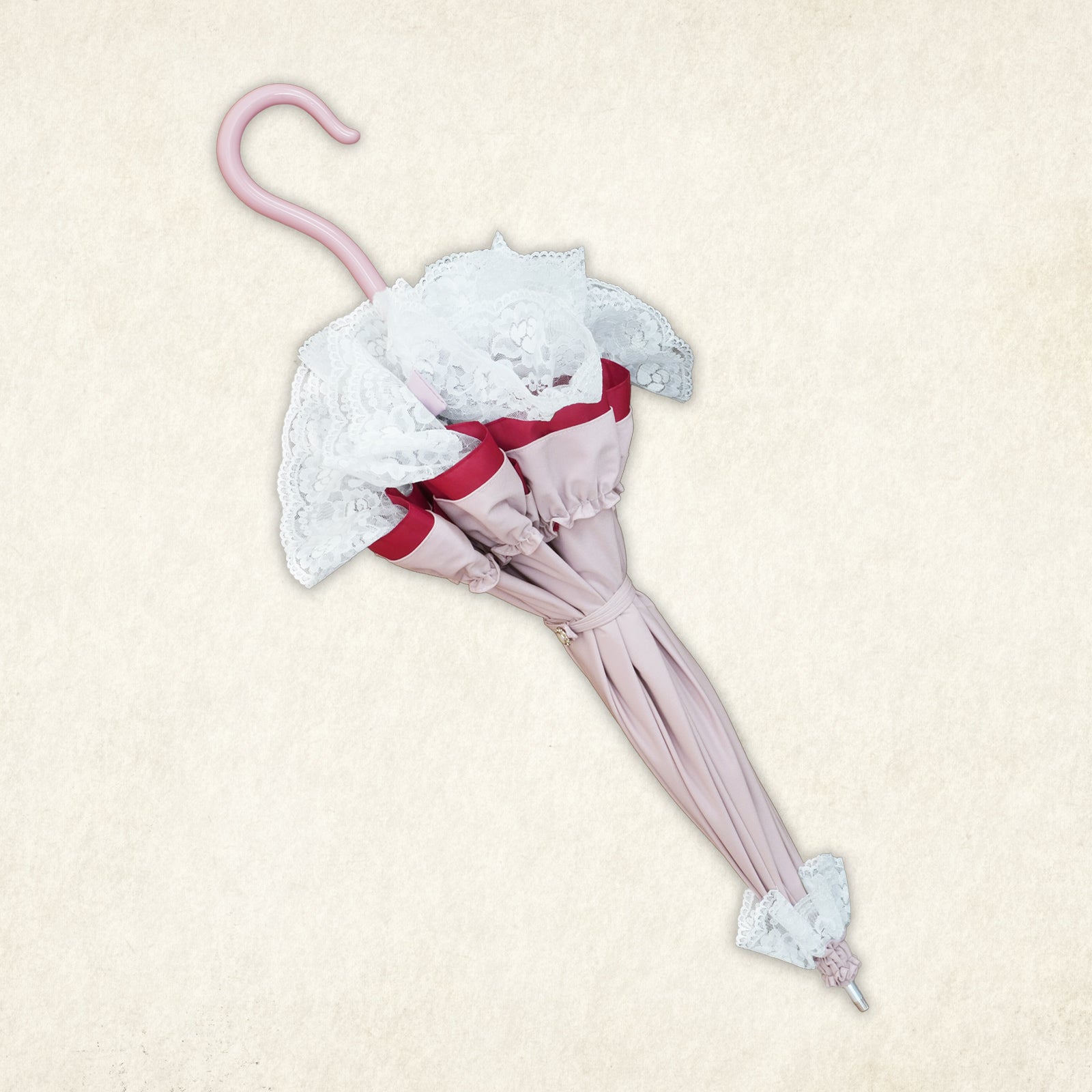 ハンドメイド ミニチュア カメオ付き 傘 ドール用 ゴスロリ 姫系 ローズ柄 celestial-rose (セレスティアル・ローズ) - パゴダ 晴雨兼用 雨傘 UV