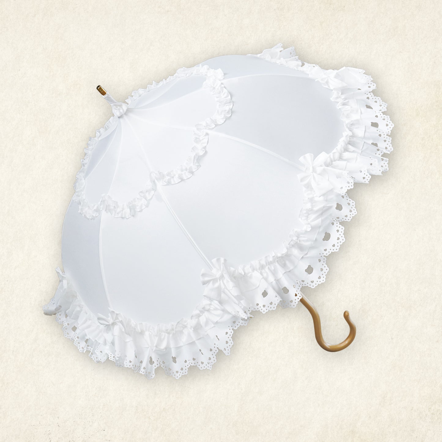 Chalmiere×Apleberuteコラボアンブレラ エアリー・ブルーム - パゴダ 雨傘 UVカット 長傘  フリル