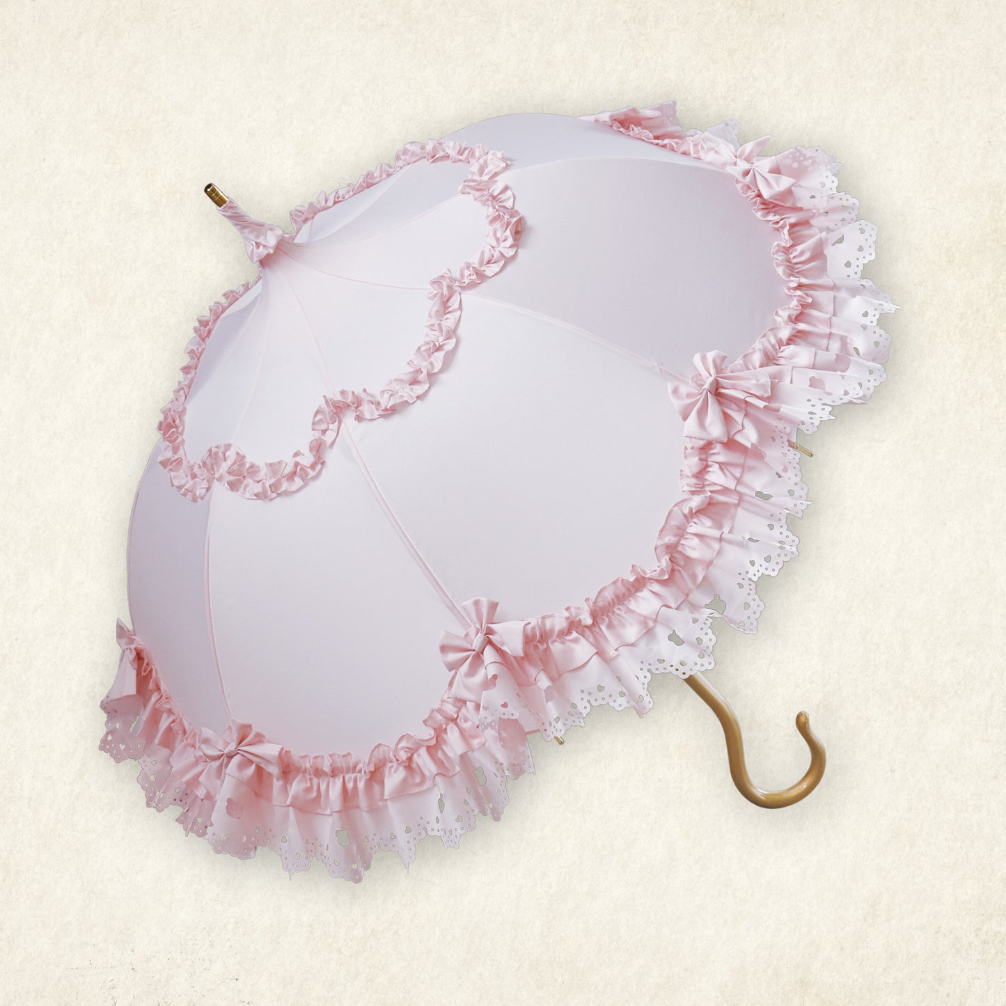Chalmiere×Apleberuteコラボアンブレラ エアリー・ブルーム - パゴダ 雨傘 UVカット 長傘  フリル
