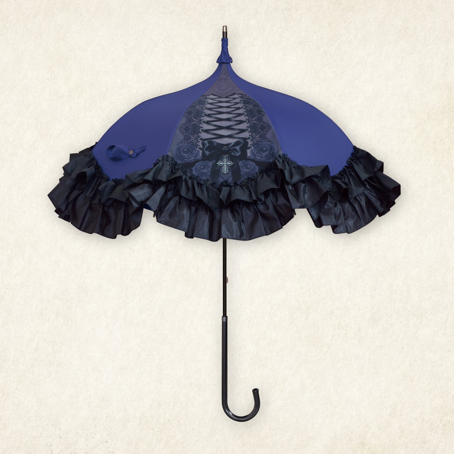 【予約商品】NIBBLE POISON×Apleberuteコラボアンブレラ クロワール・ノワール - パゴダ 1級遮光 晴雨兼用 雨傘 UVカット ショート丈 フリル