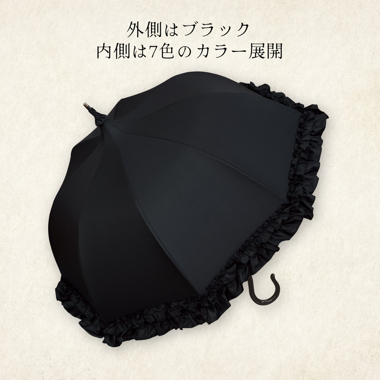 large-rosee (ラルジュ ロゼ) - パゴダ 1級遮光 晴雨兼用 雨傘 UVカット 長傘 フリル