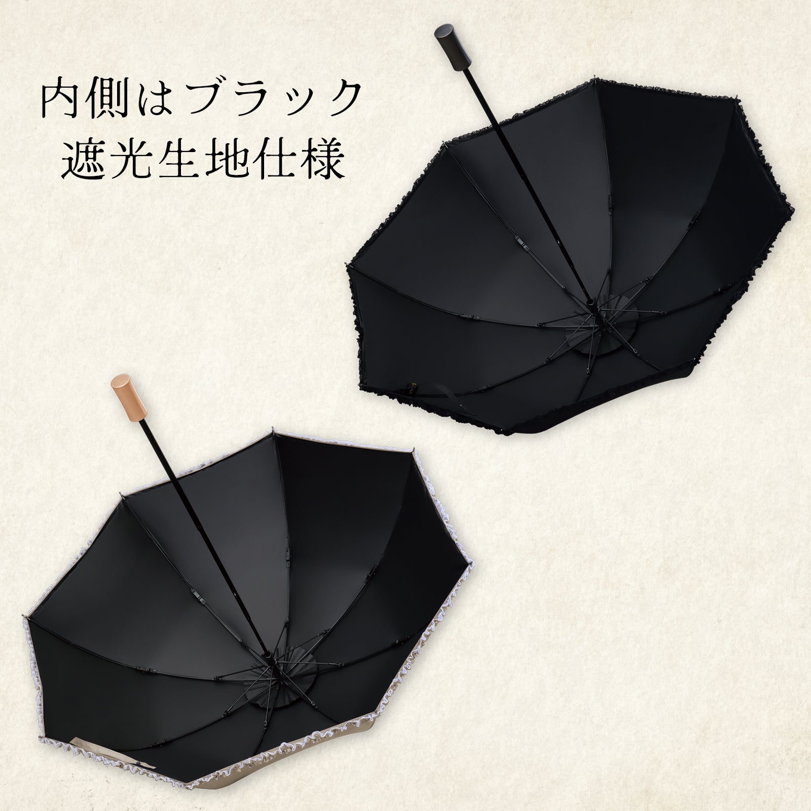 【未使用】サンドレス 折り畳み傘 日傘 晴雨兼用 1級 フリル UV加工 黒 tiny-facile (タイニー ファシル) - パゴダ 1級遮光 折りたたみ傘 晴雨